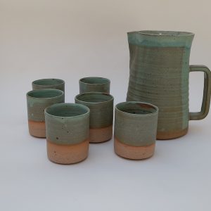 Set de pisco sour turquesa con 6 vasos