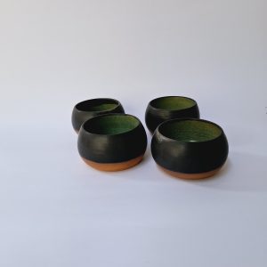 Juego de 4 pocillos verde negro